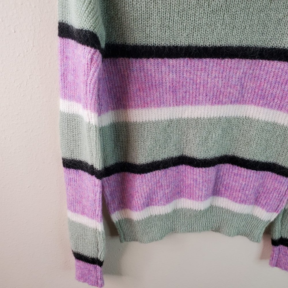 Veda X UO Urban Outfitters Anthro Womens Purple Sage Stripe Mockneck Sweater - Picture 10 of 14